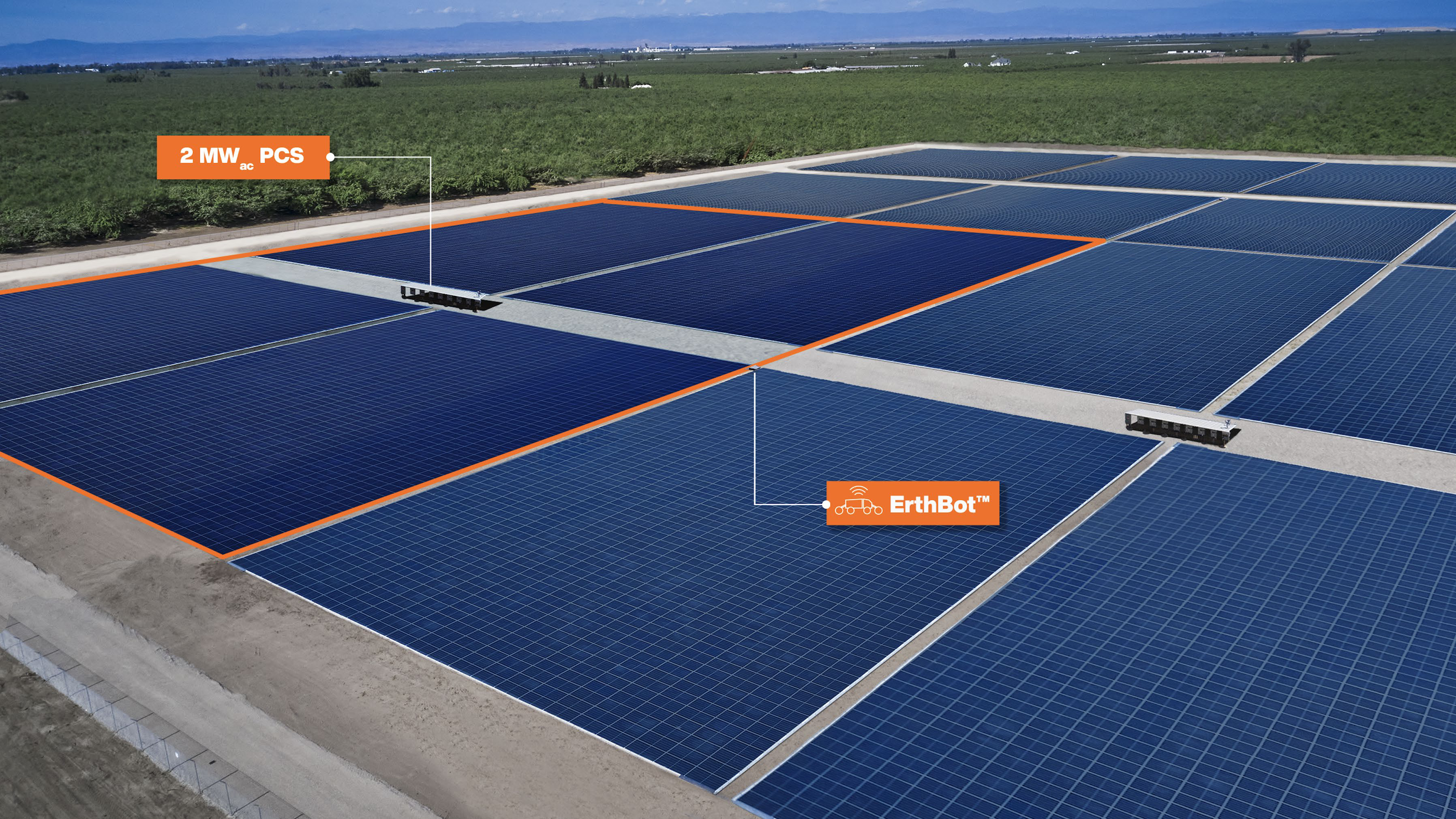 Earth Mount Solar PV plant, aerial view